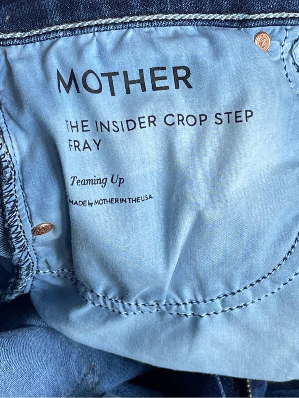 MOTHER The Insider Crop Step Fray Jeans Teaming Up Raw Hem Size 30 - Picture 12 of 16